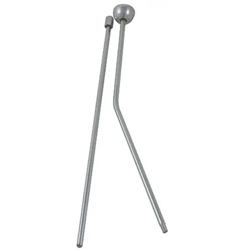 Geteilte Zugstange in chrom für Kludi-Armaturen, bestehend aus zwei miteinander verbundenen Stangen in unterschiedlichen Längen und einem runden Kopfstück.